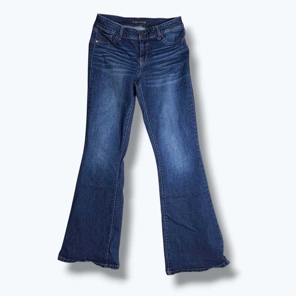 Maurices Women's Jeans Size Medium Regular Flare Dark Wash Stretch Y2K Boho